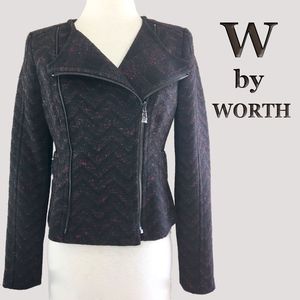 SOLD $$$ WORTH Brown Berry Tweed 3 WAY Moto Jacket
